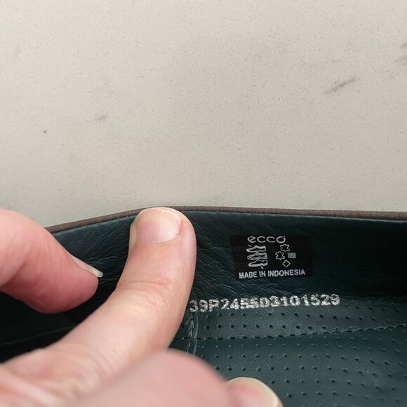 ECCO Shape Sculpted Leather Shoes w Rubber Heels Brown + Teal Green Sz 39 - Picture 10 of 14